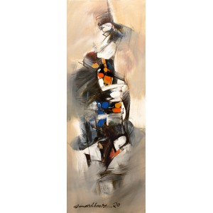 Mashkoor Raza, 36 x 12 Inch, Oil on Canvas, Abstract Painting, AC-MR-469
